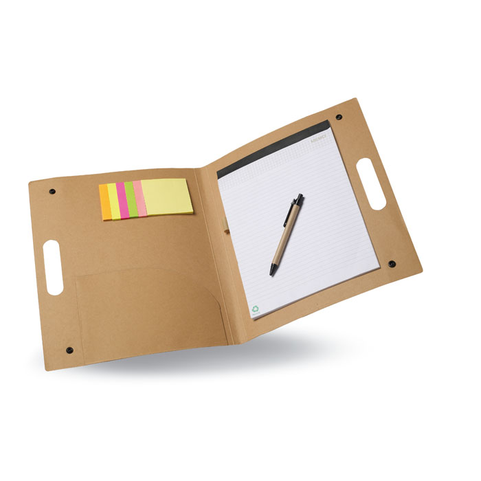 Carpeta porta-documentos con bloc y bolígrafo