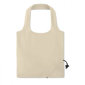 Bolsa de la compra plegable en algodón de 105 gr/m² con asas cortas y cierre de cordón en la bolsa. Se entrega desplegada.